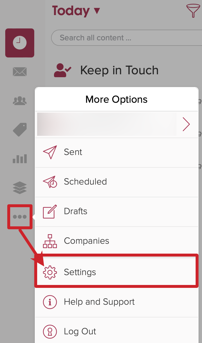 Navigate to Cloze settings: Tap on More (lower left) > Select Settings.
