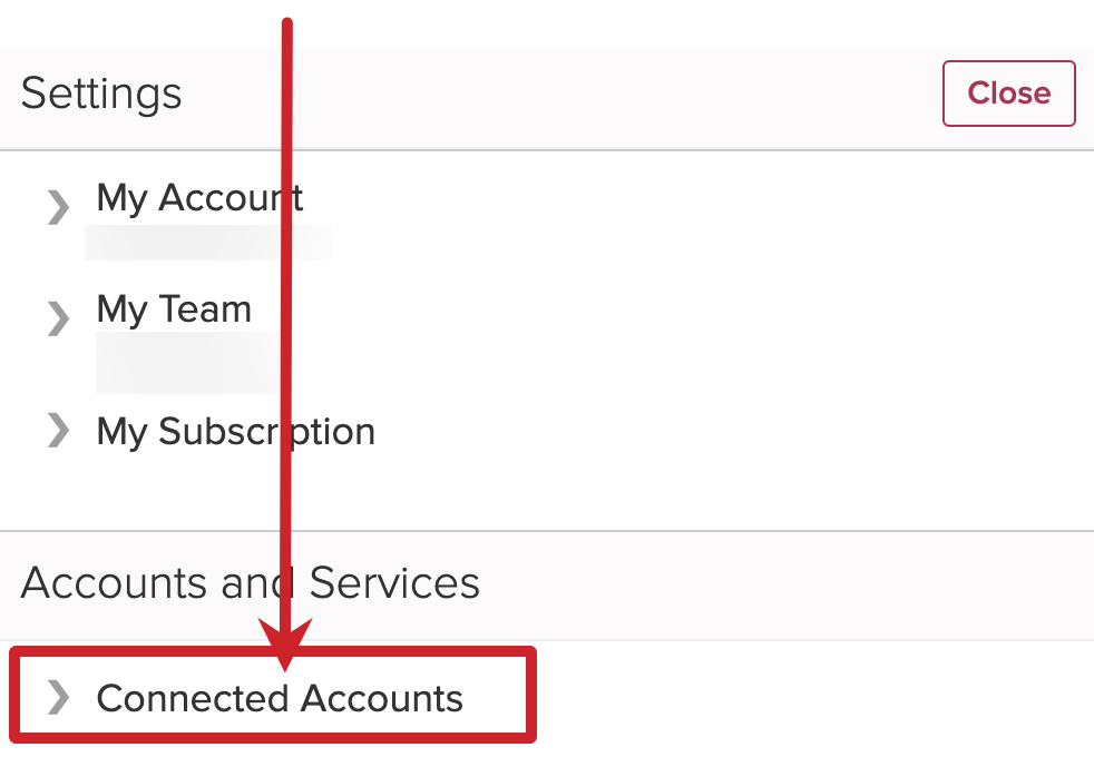 Cloze Settings: Tap on Connected Accounts to expand the section.