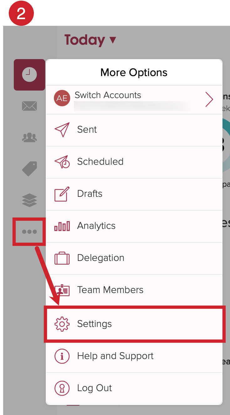 On cloze.com, tap on More (...) then settings