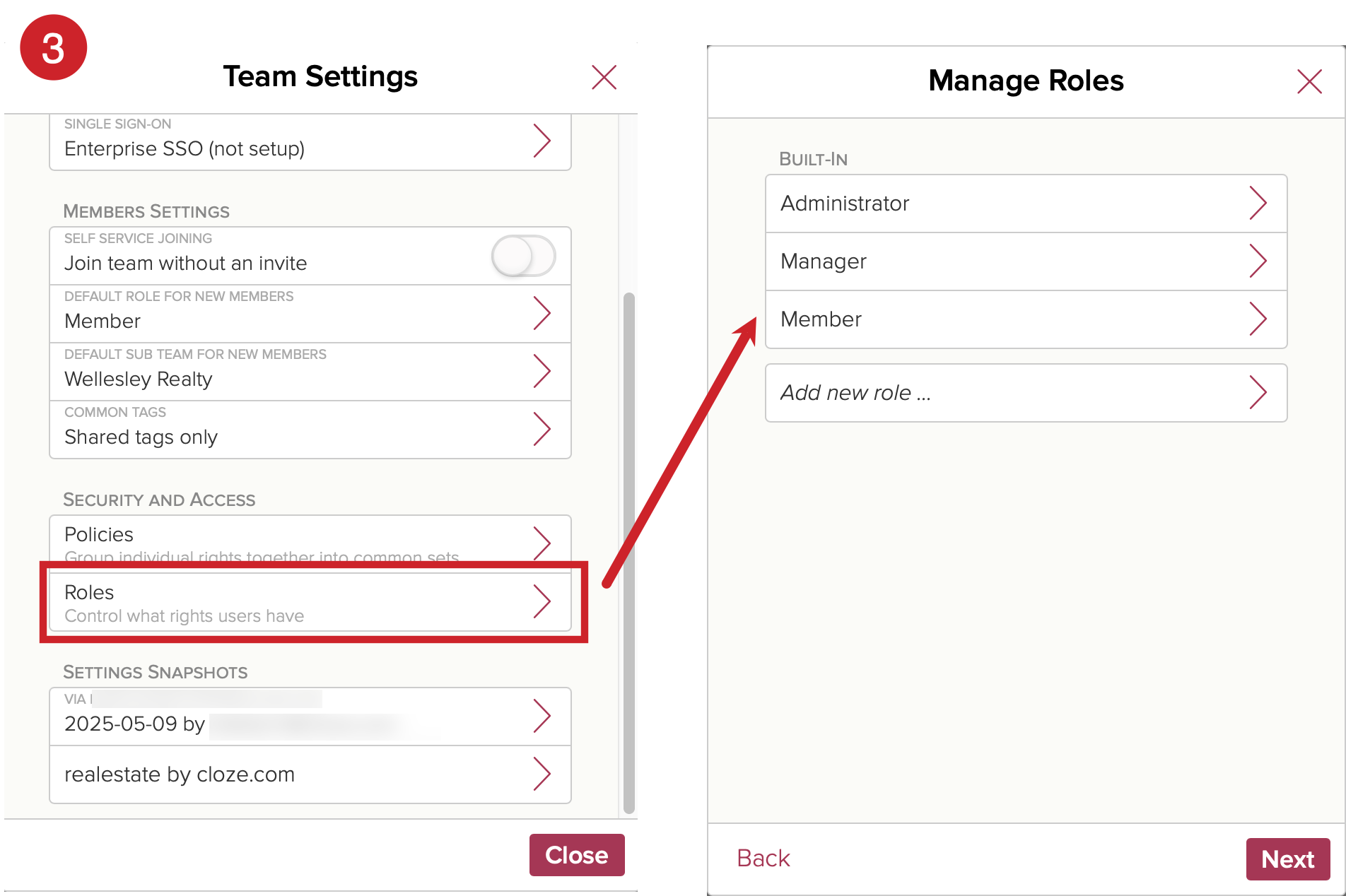 Tap on Roles and then select a role. Tap on Next.