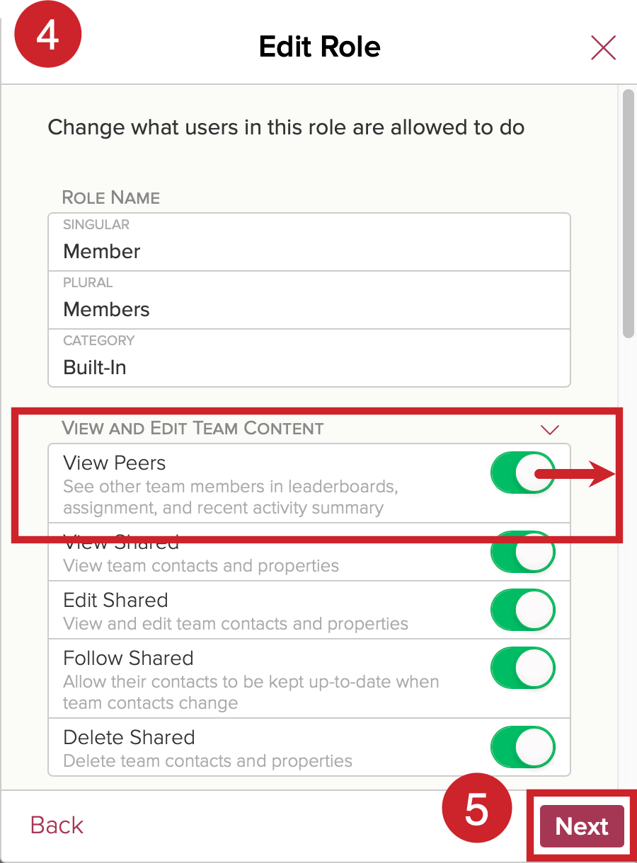 Toggle on the View Peers setting. Then tap on next.