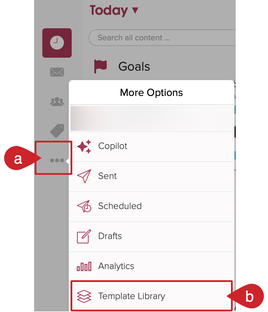 On computer: Tap on More and select Template Library.