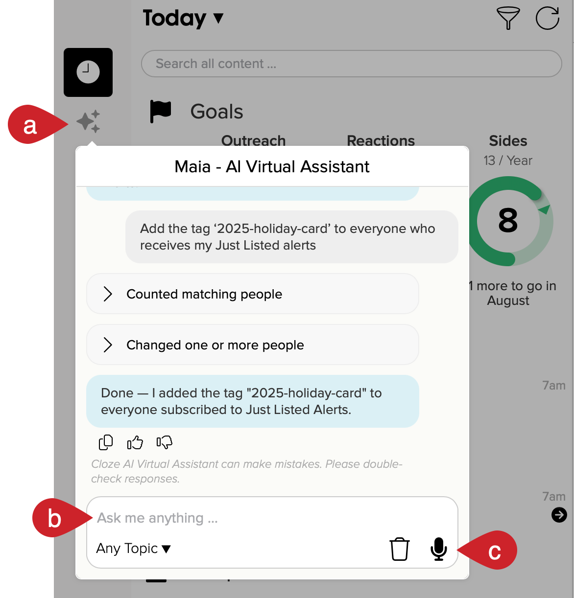 On your computer: Tap on Maia to type or speak. 