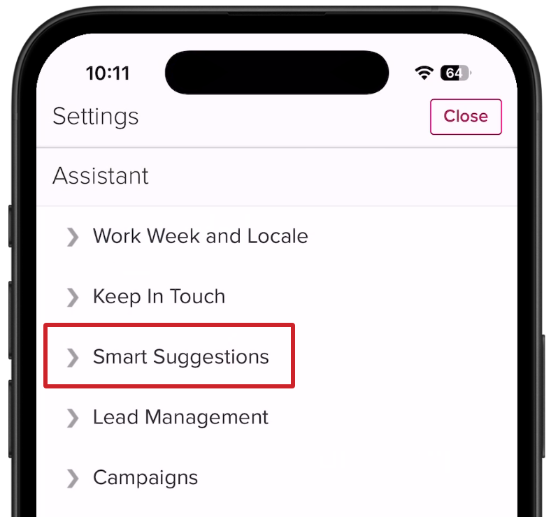 Tap on Smart Suggestions to expand the section.