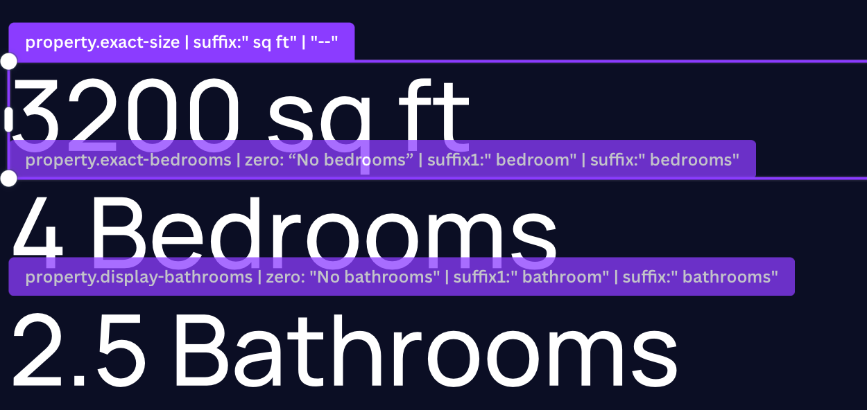 Canva autofill: Suffix examples.