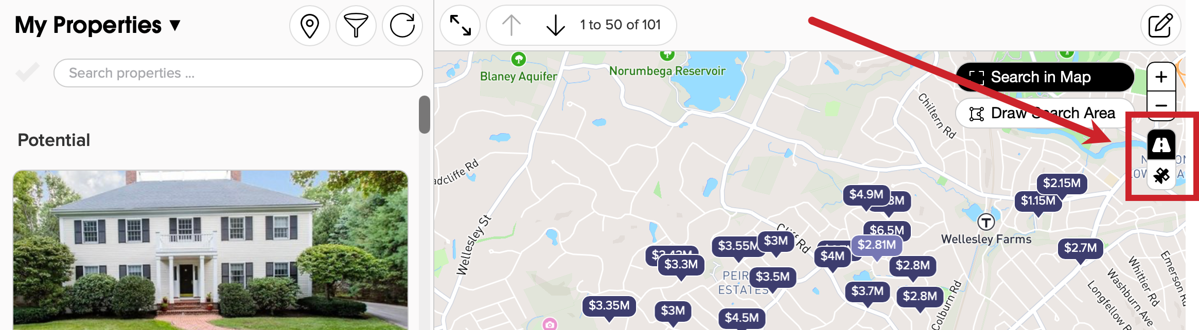 Switch to the Street View by tapping on the street view icon on the top. 
