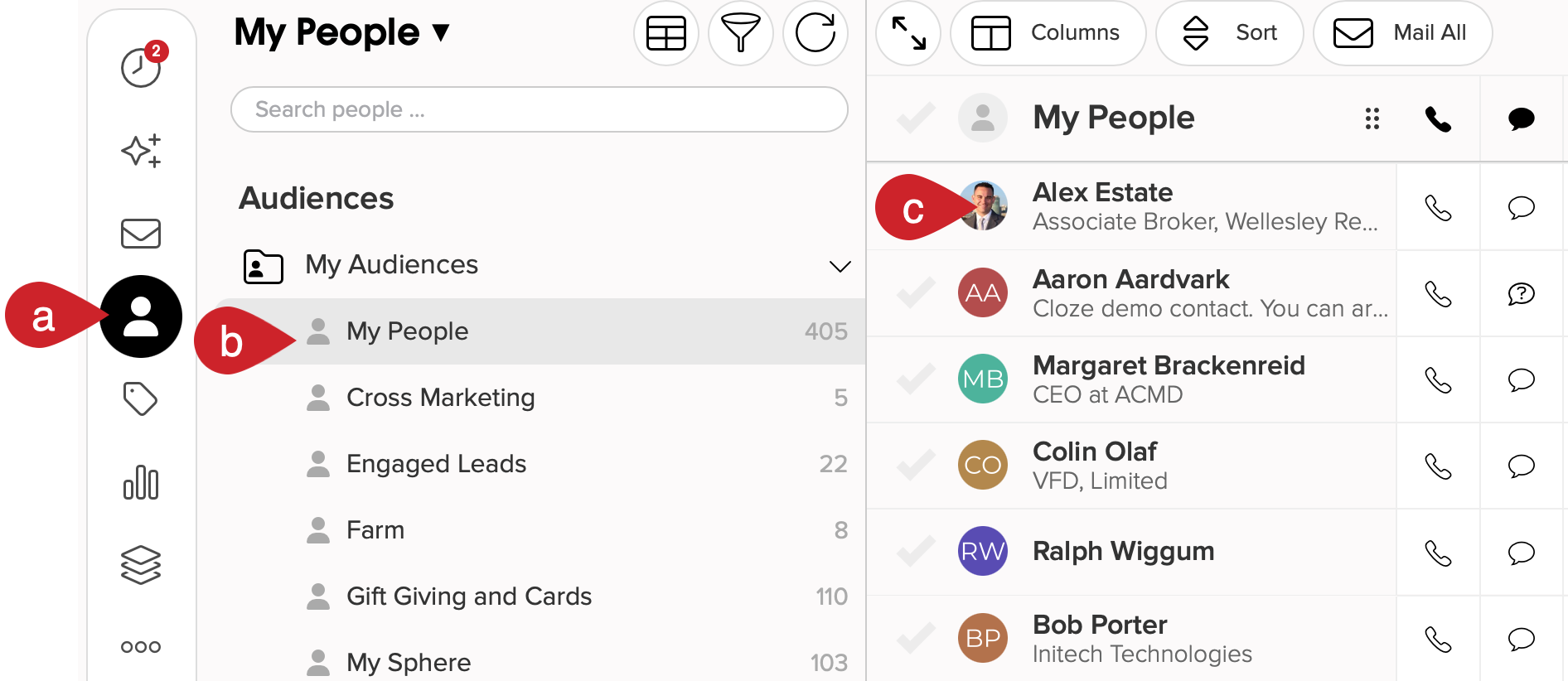 Select your own profile in the My People audience.
