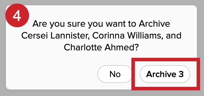 Tap the archive button to confirm the change. 
