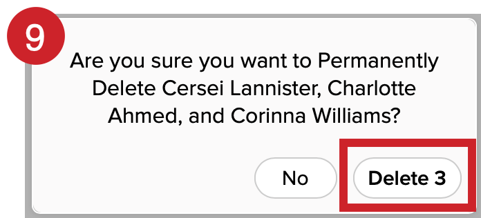On this pop-up, tap delete to confirm. 