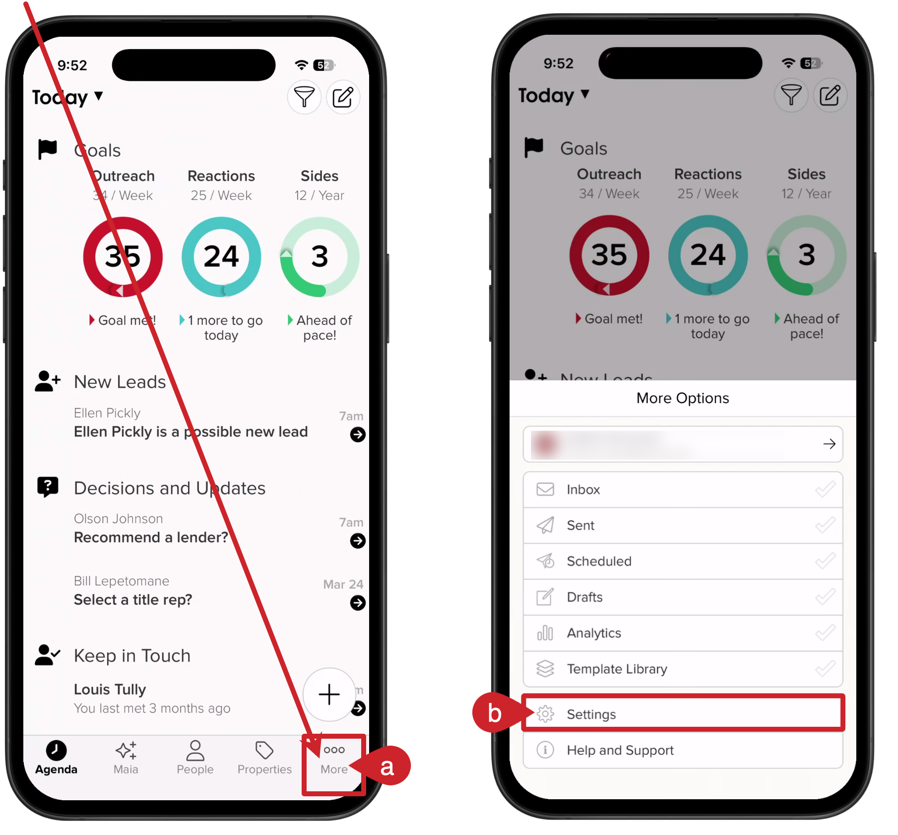 Navigate to Cloze settings: Tap on More (lower right) > Select Settings.
