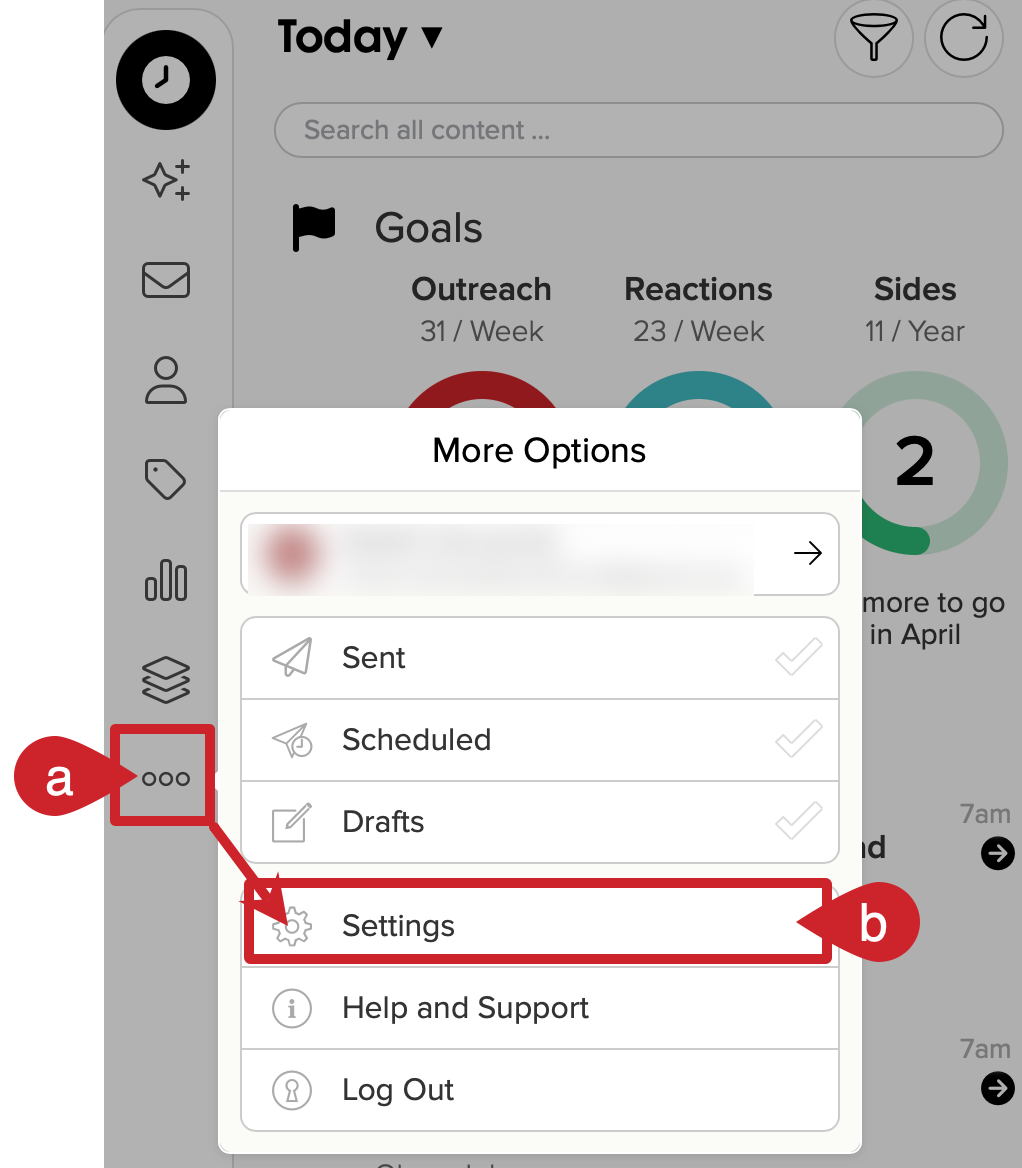 Navigate to Cloze settings: Tap on More (lower left) > Select Settings.