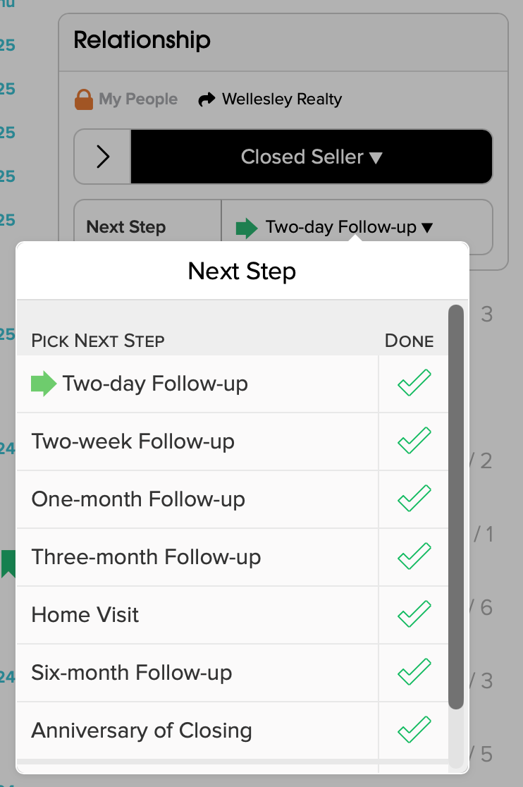 Example Next Steps for a Closed Seller
