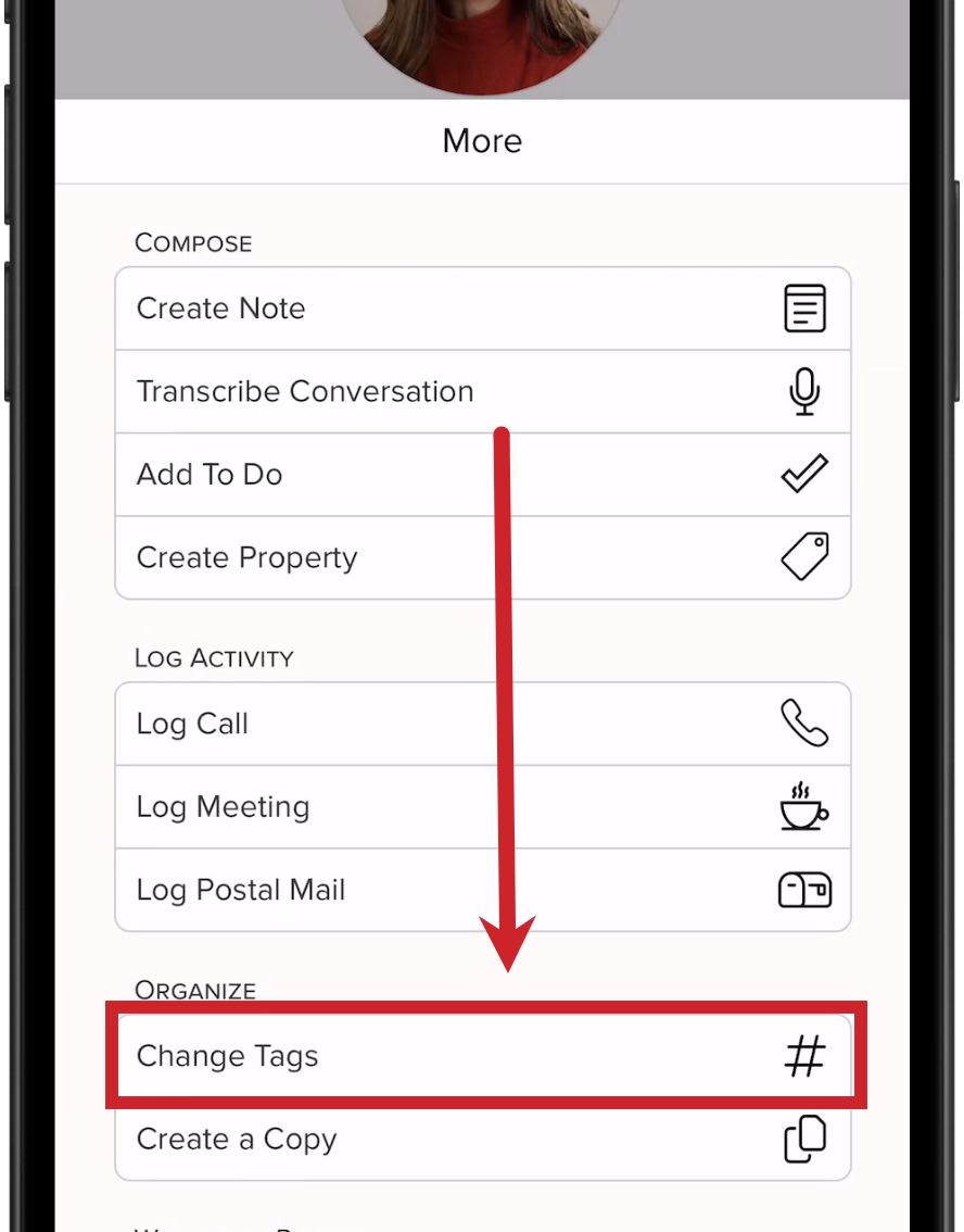 Tap on change tags
