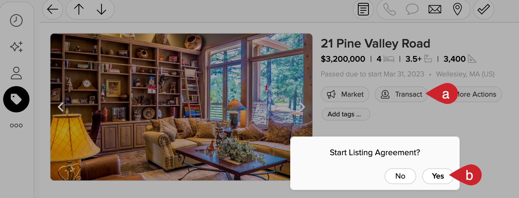 Cloze Listing > Transact > Start Listing Agreement.