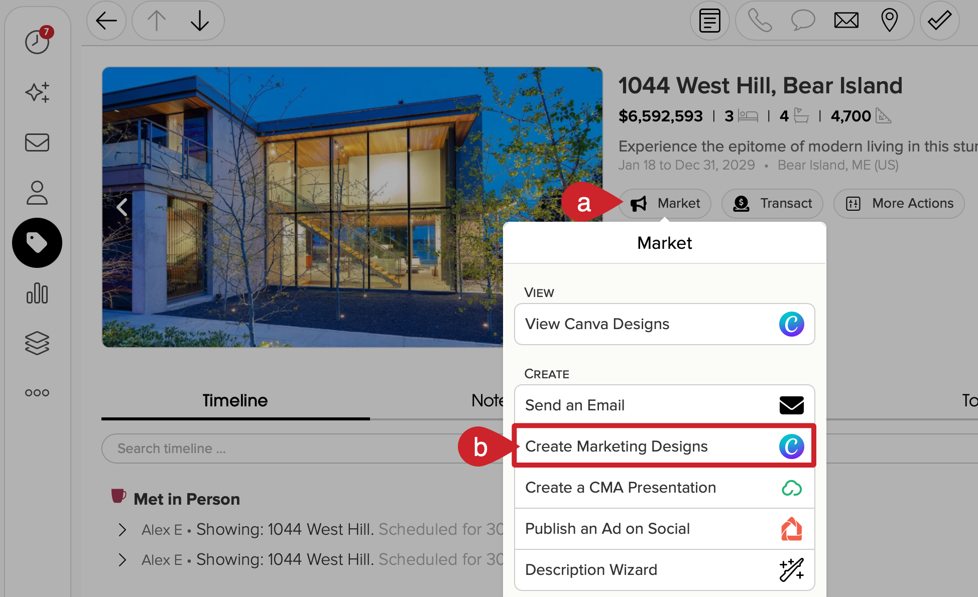 Create listing marketing: Tap on Market > select Send to Create Marketing Desings (next to the Canva icon).