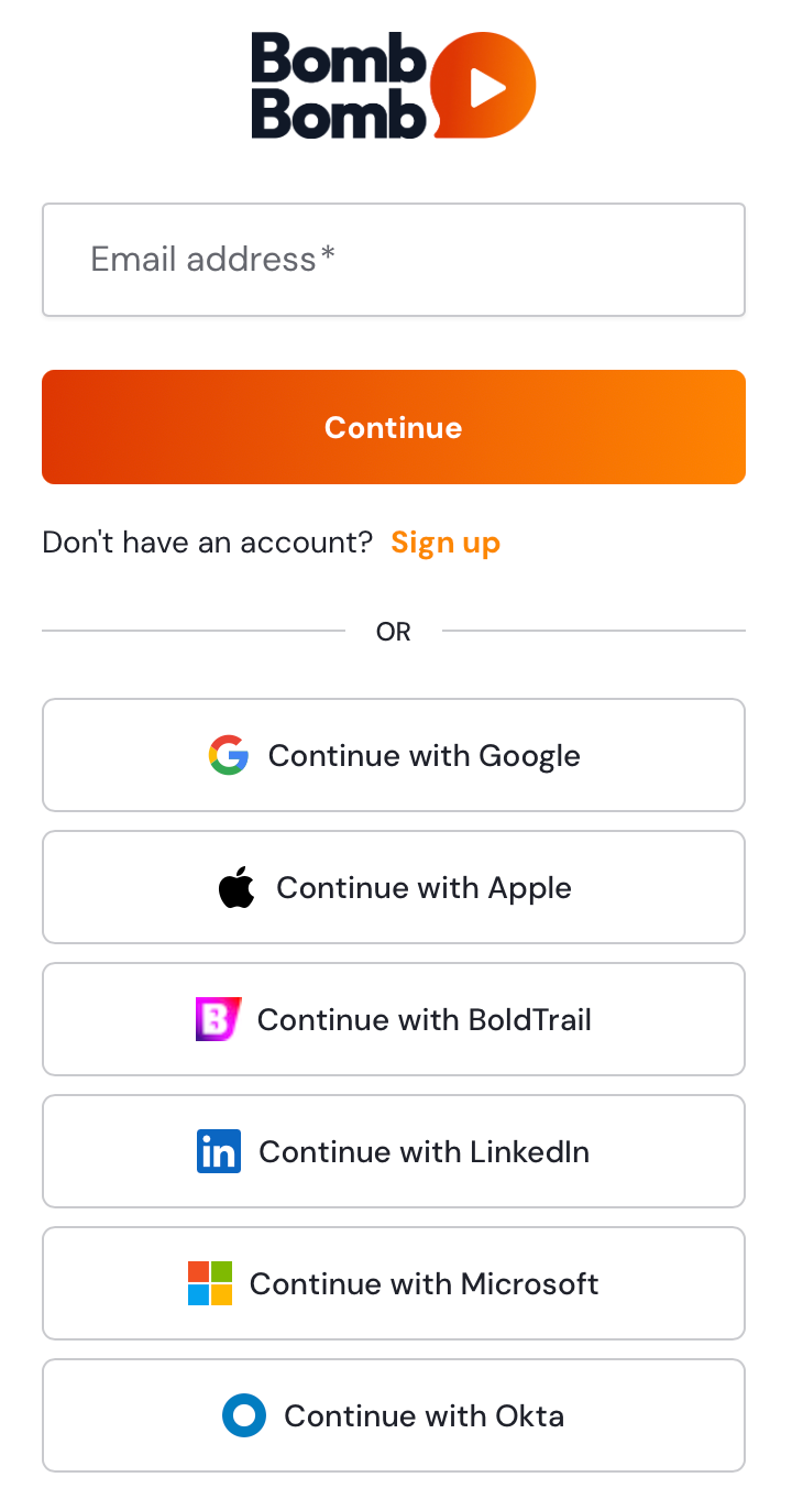 Sign in to BombBomb.