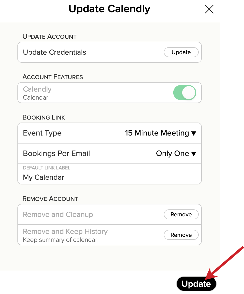 Update Calendly settings. 