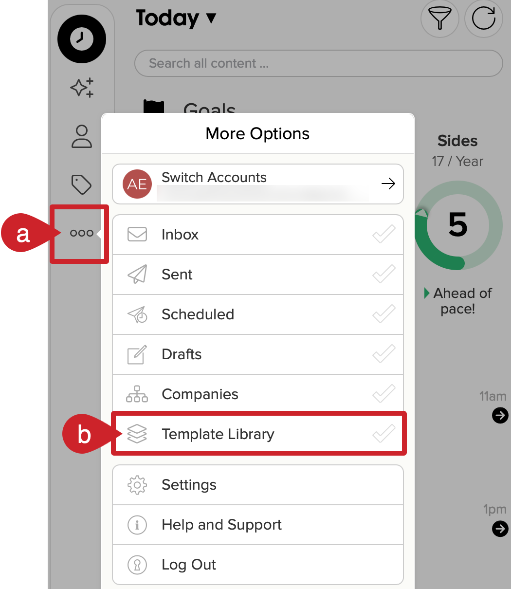 Navigate to Cloze Template Library: Tap on More (lower left) > Select Template Library.