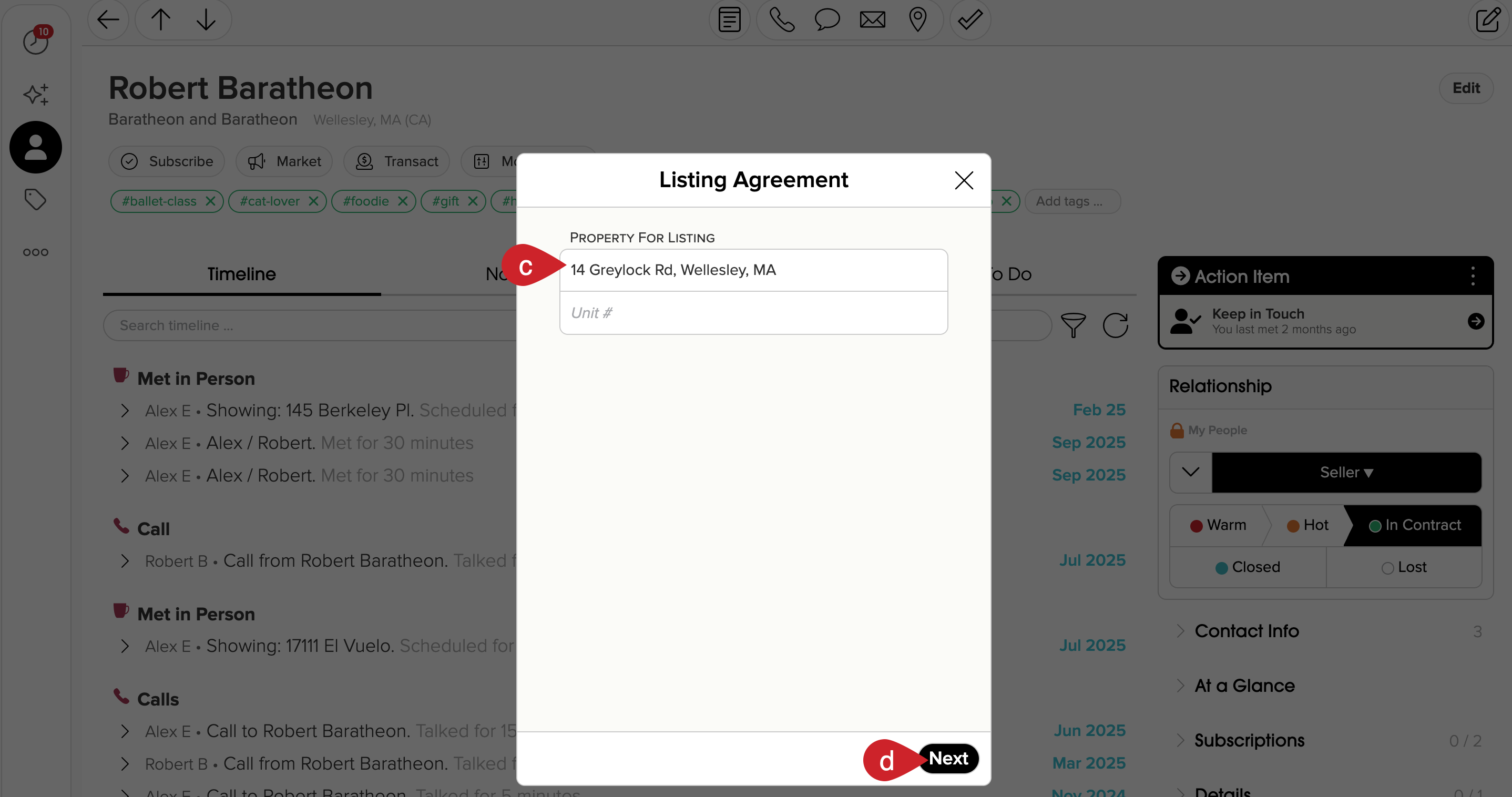 Cloze: Seller > Listing Agreement > Enter Address.