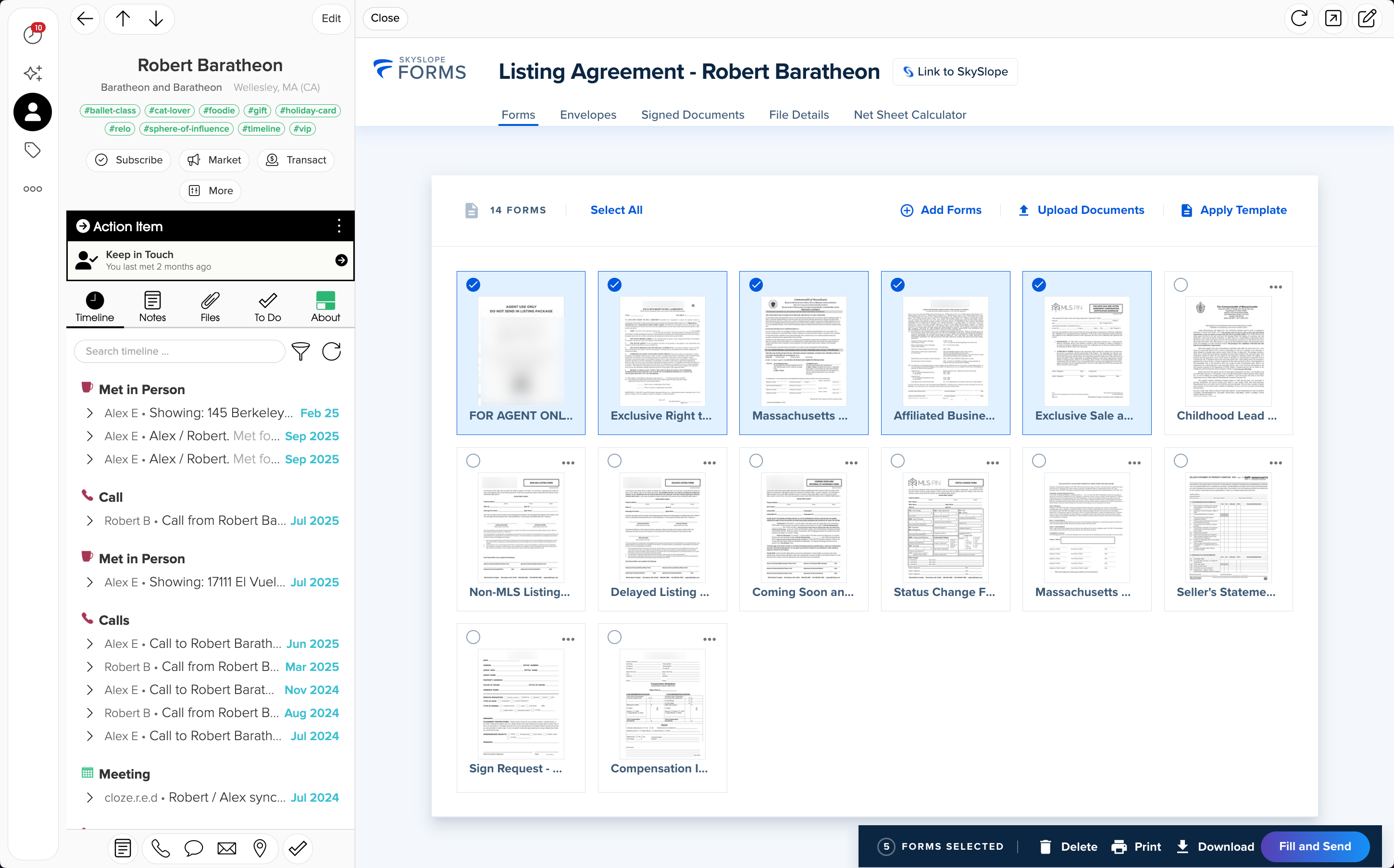 Cloze: Complete SkySlope Forms listing agreements.