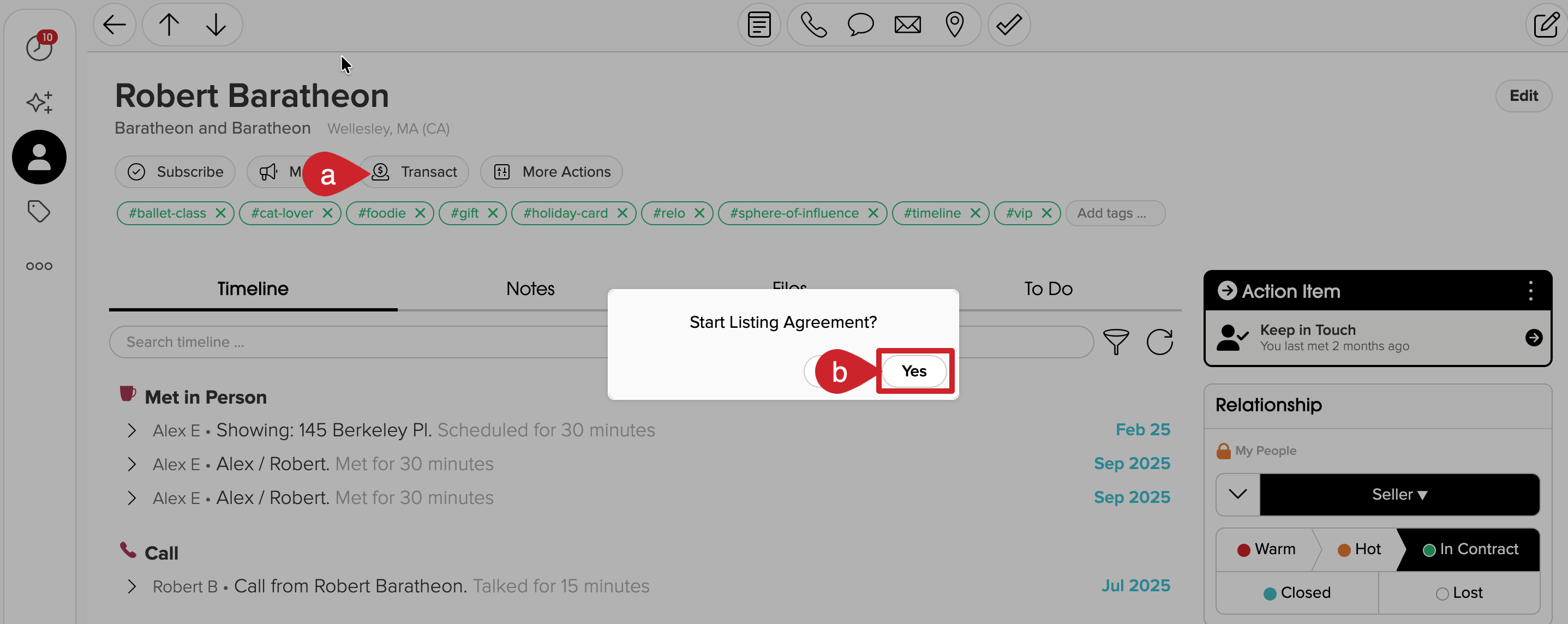 Seller > Transact > Start Listing Agreement.
