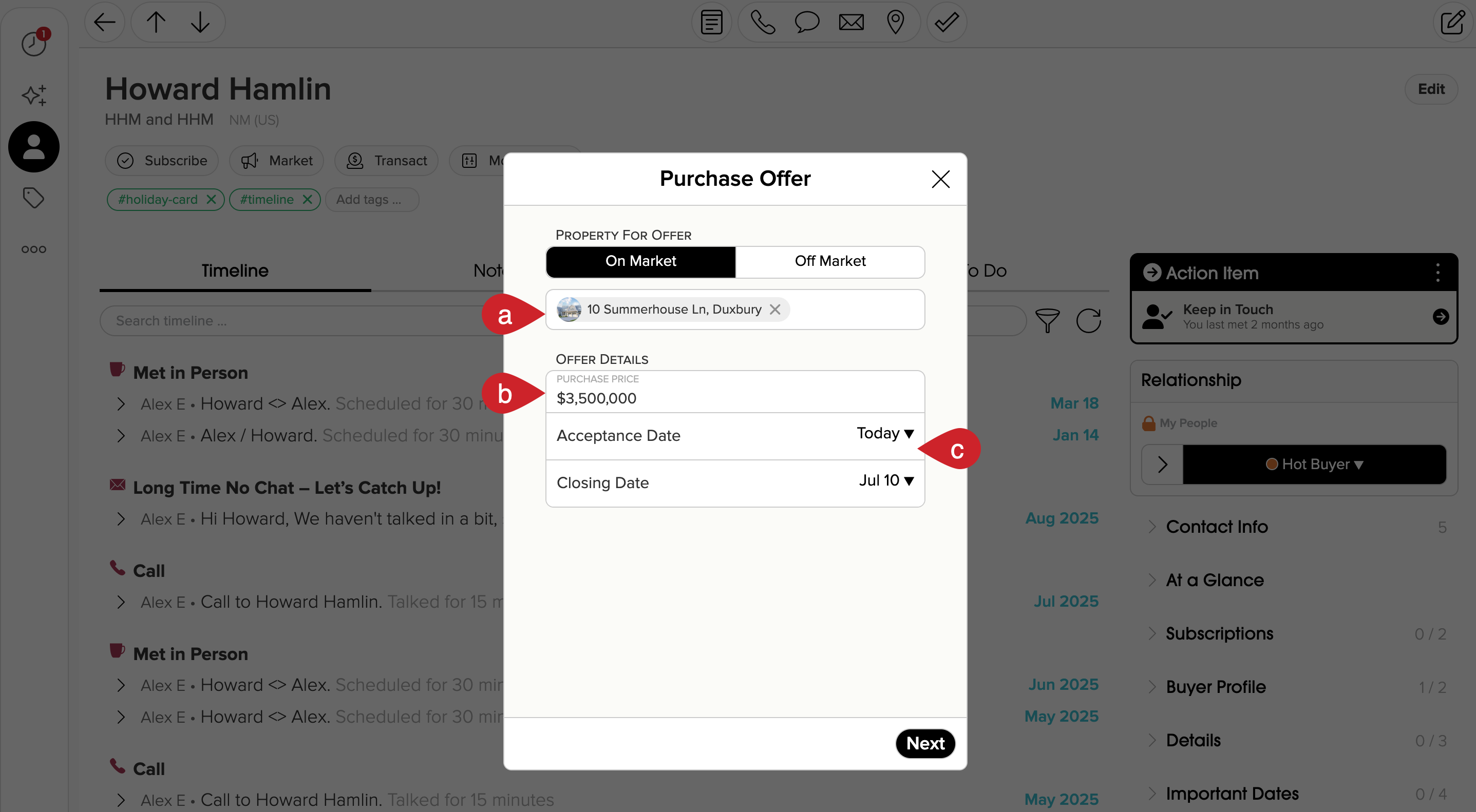 Cloze: Enter Purchase Offer details.