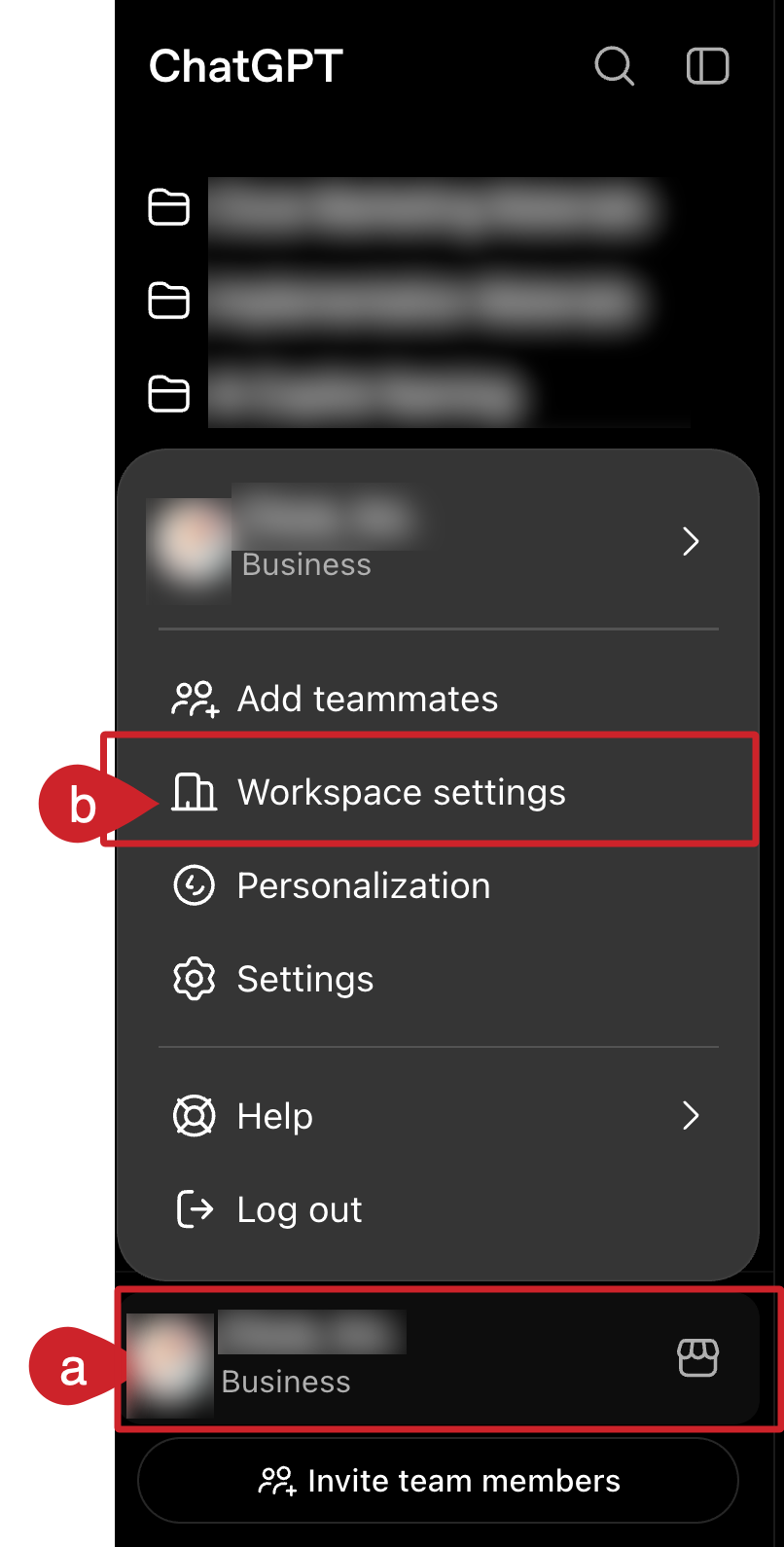 ChatGPT > Profile > Workspace Settings