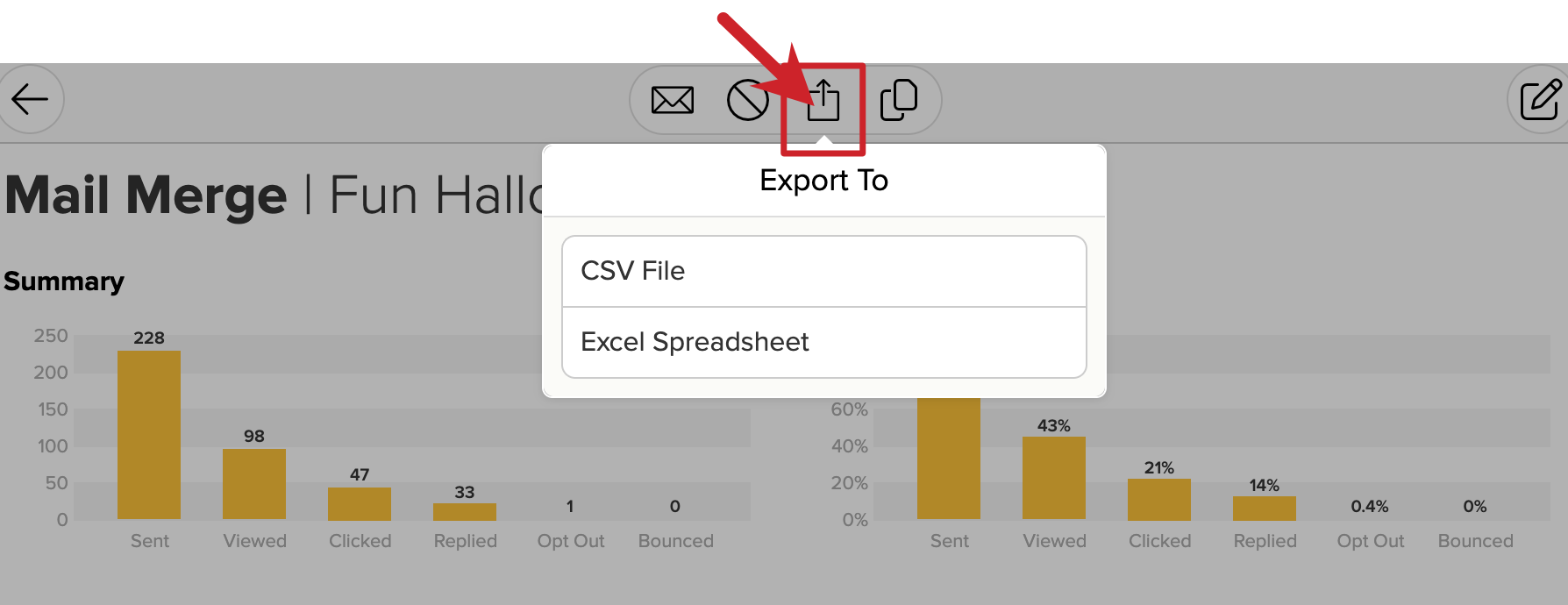 Cloze Mail Merge Analytics: Export details of a specific send..