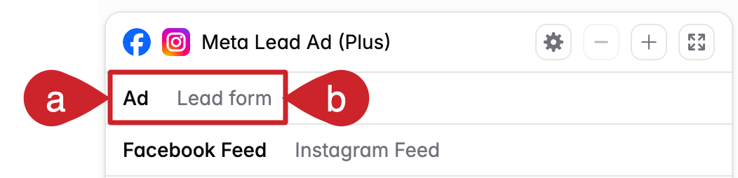 Cloze Ads: Toggle between the Ad and Lead form previews.