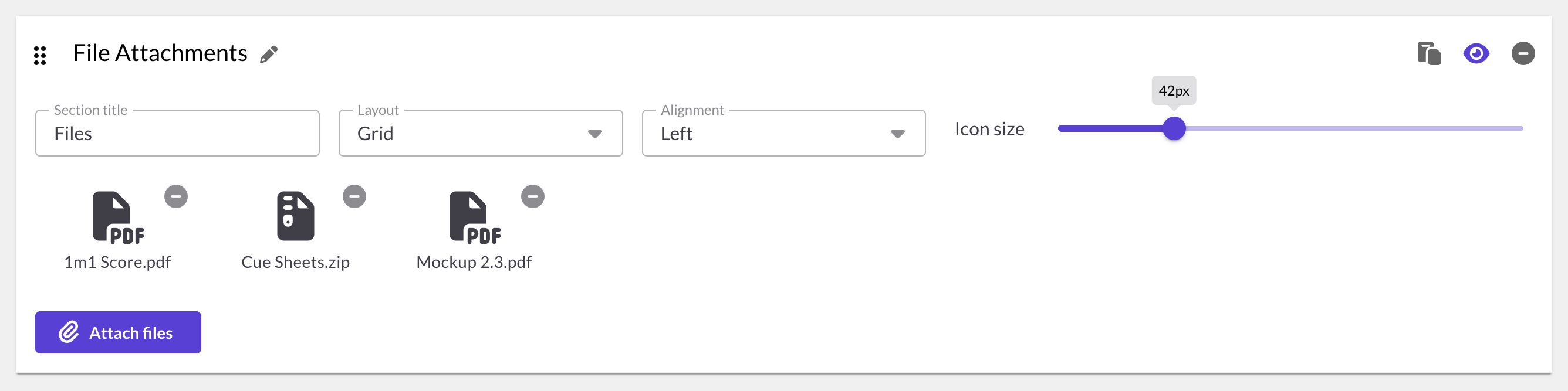 File Attachments block in the Reel Builder