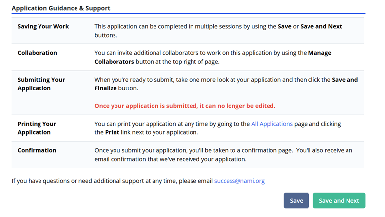 Image of the application support section on the Welcome page