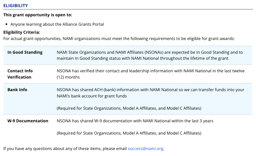 Image of the eligibility criteria on the Welcome page