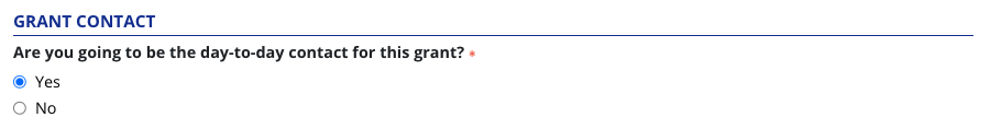 Question to determine if the submitter is the also the primary contact for this Alliance Grant