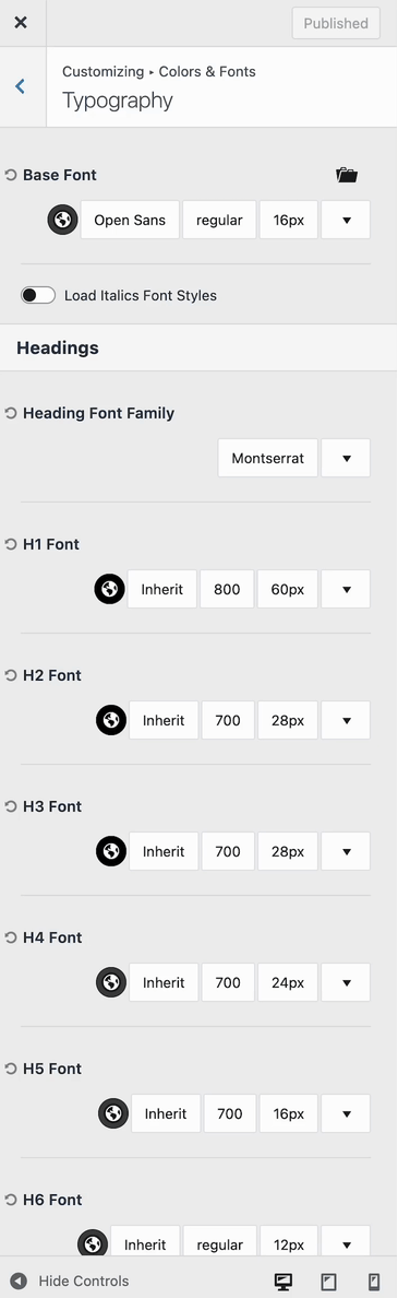 Typography Settings
