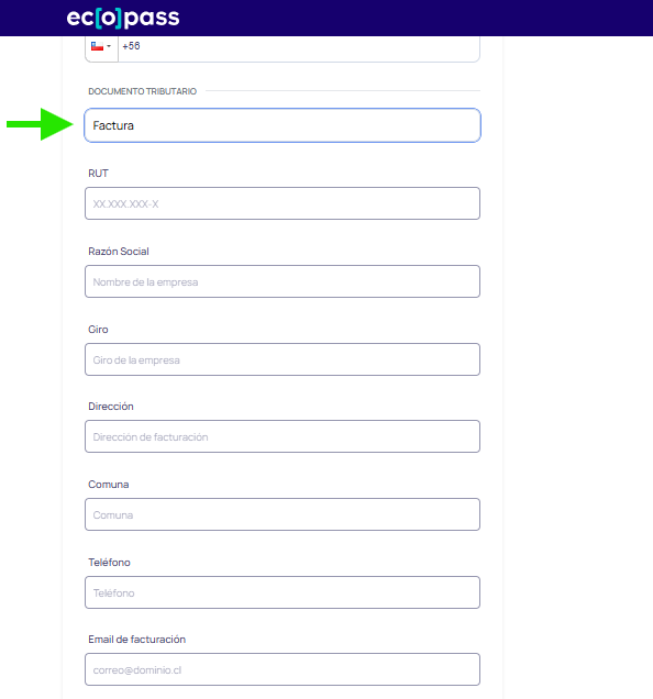datos de facturación