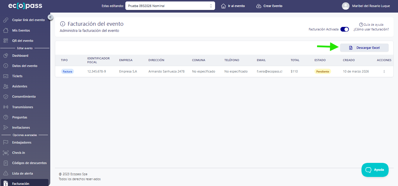 descargar datos para facturación