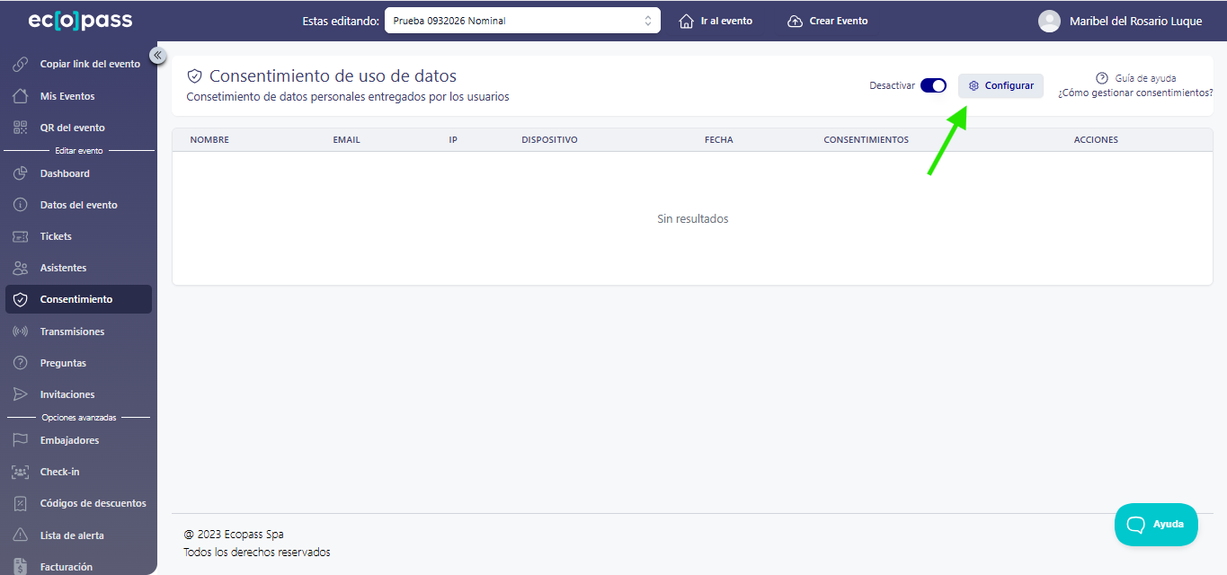 activación de consentimiento informado