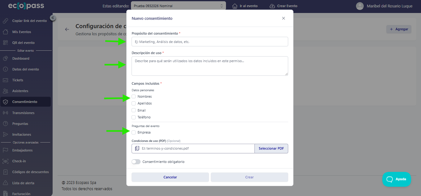 configuración de consentimientos