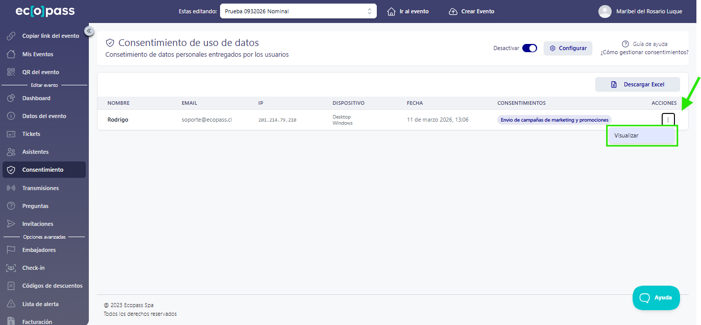 visialización de consentimiento informado 