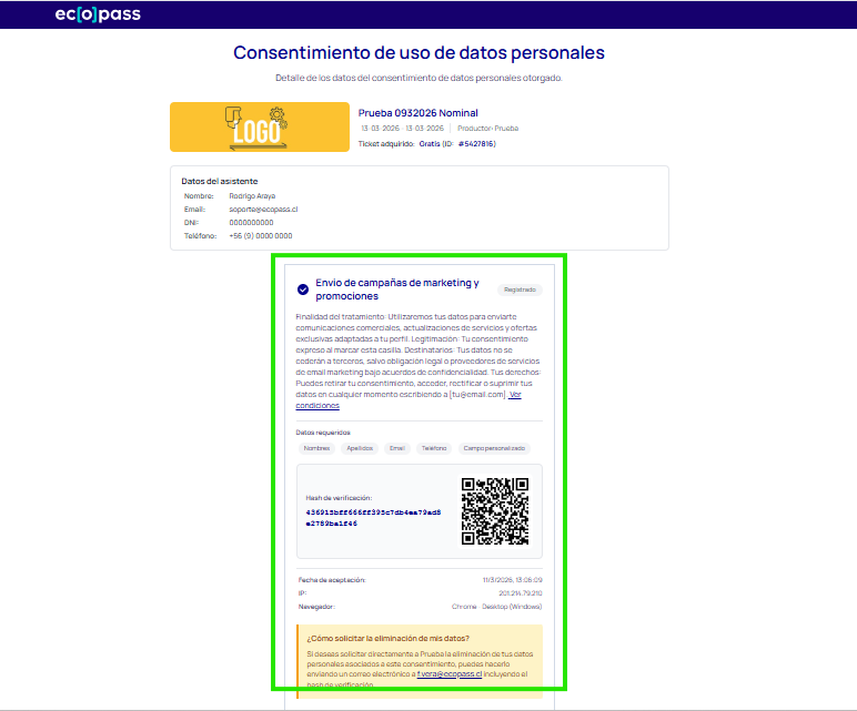 página de consentimiento informado