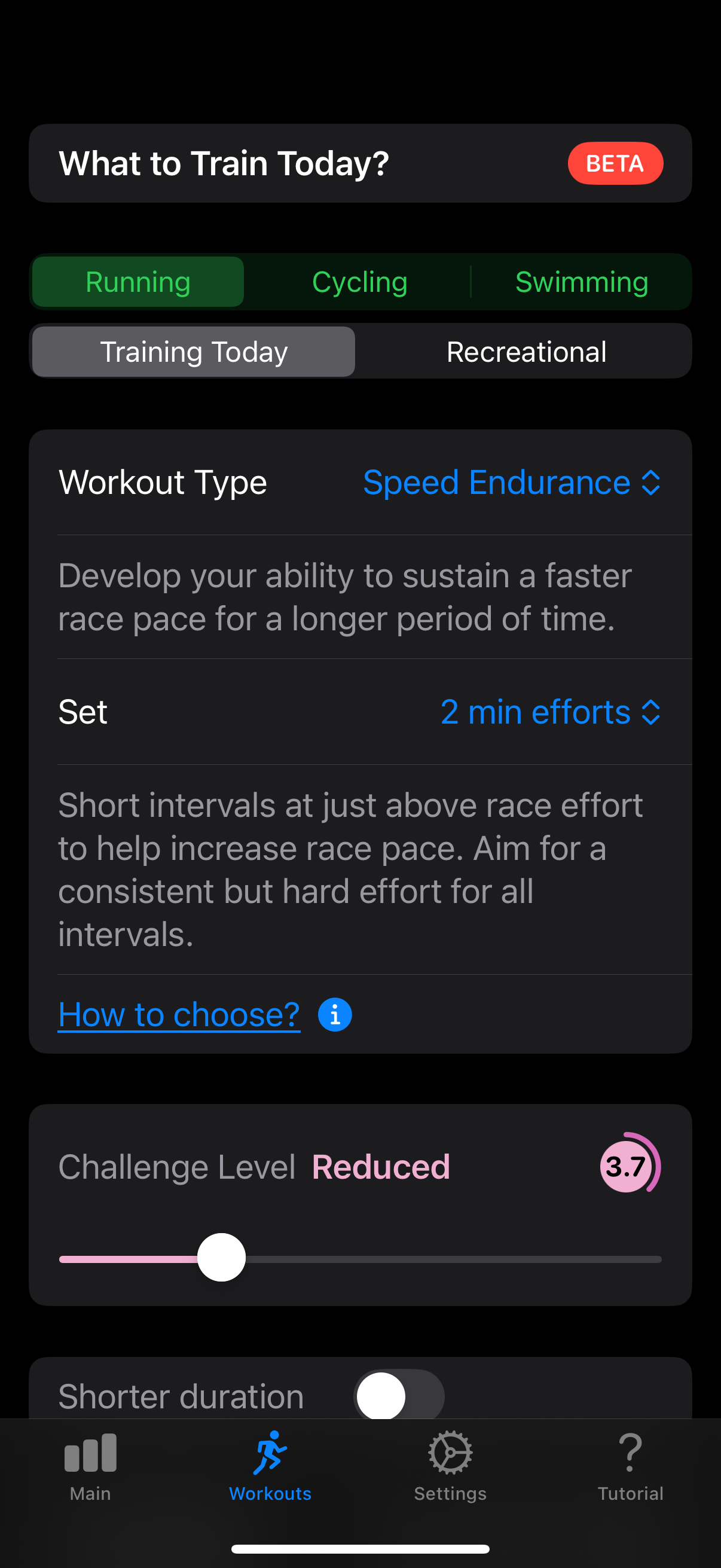 Training Today Workouts screen on iPhone