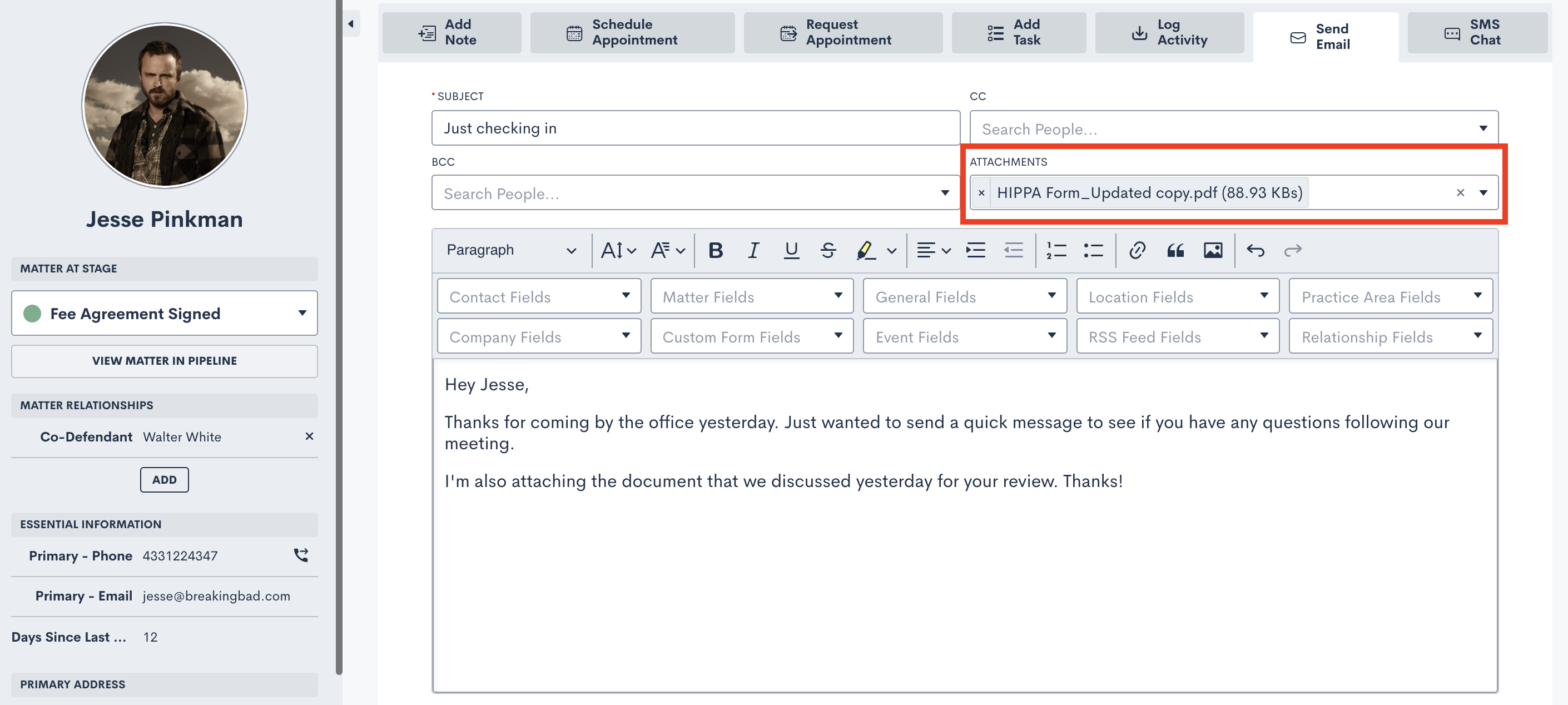 Attaching Files To Emails Lawmatics Knowledge Base