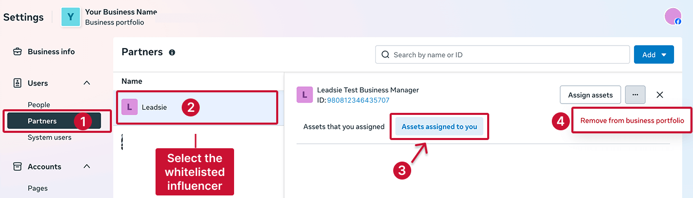 How to remove a whitelisted influencer from Instagram or Facebook