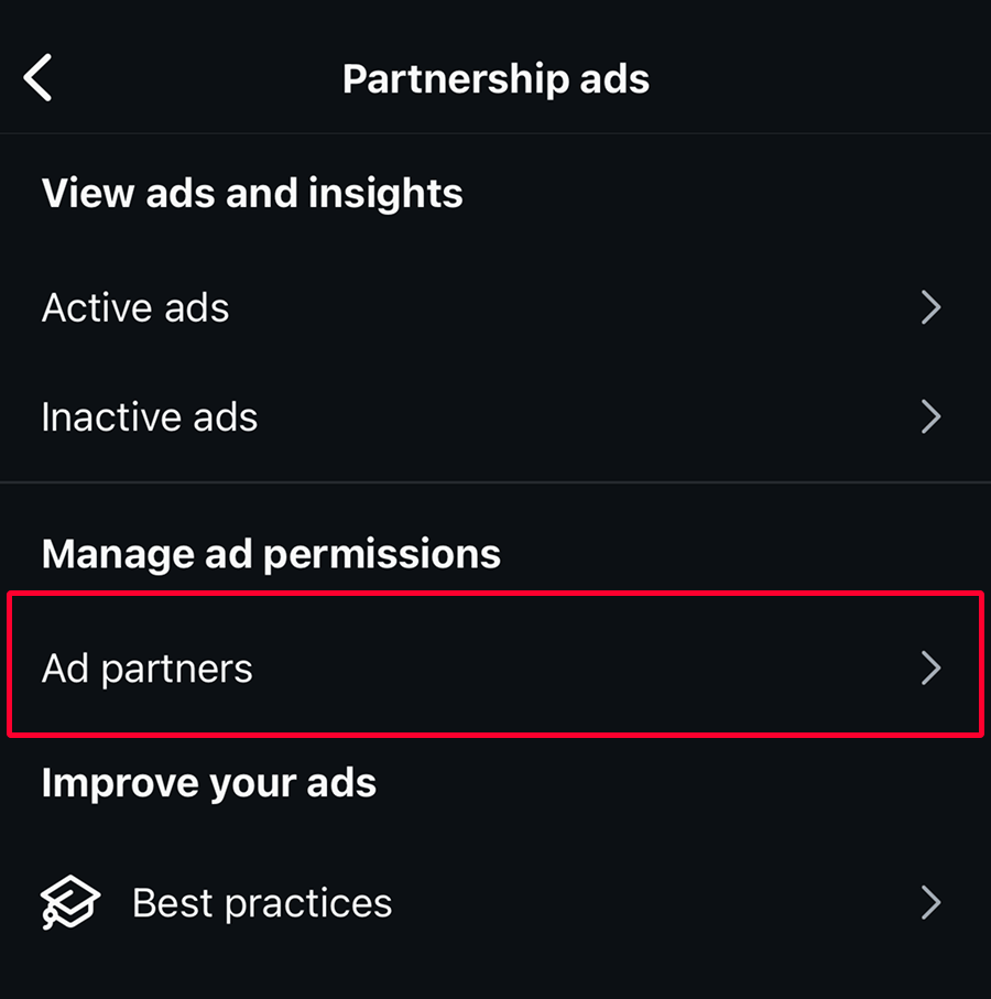 Go to Ad Partners via Instagram App to remove a whitelisted influencer