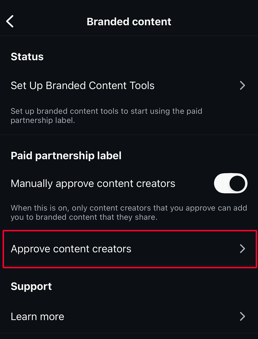 See list of approved content creators under Branded content on Instagram app to remove whitelisted influencer