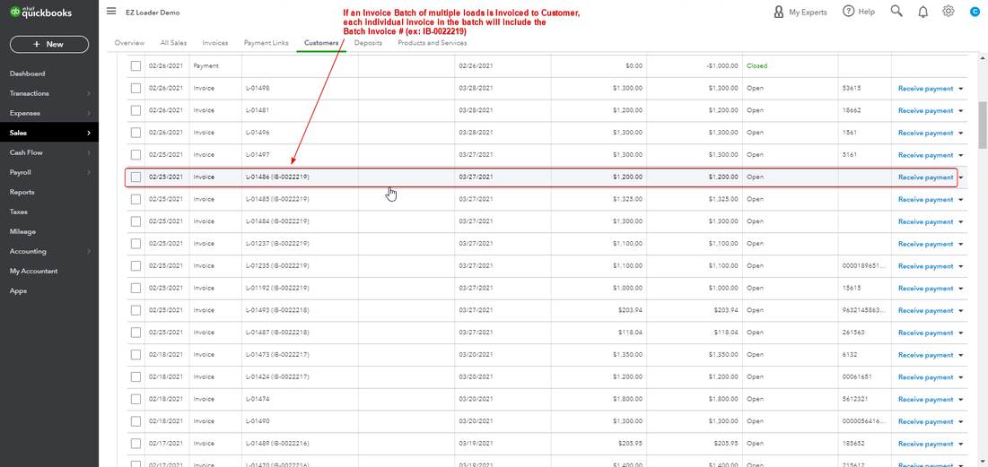 Customer Invoice Batch