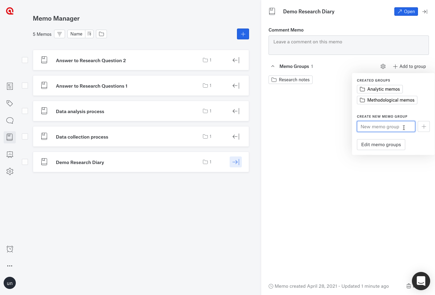 Organize Documents, Codes, and Memos in Groups - ATLAS.ti Help in English
