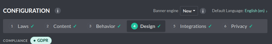 Admin Portal — Configuration page header with the Banner engine dropdown