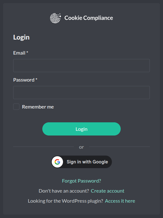 Admin Portal login page with the Sign in with Google button
