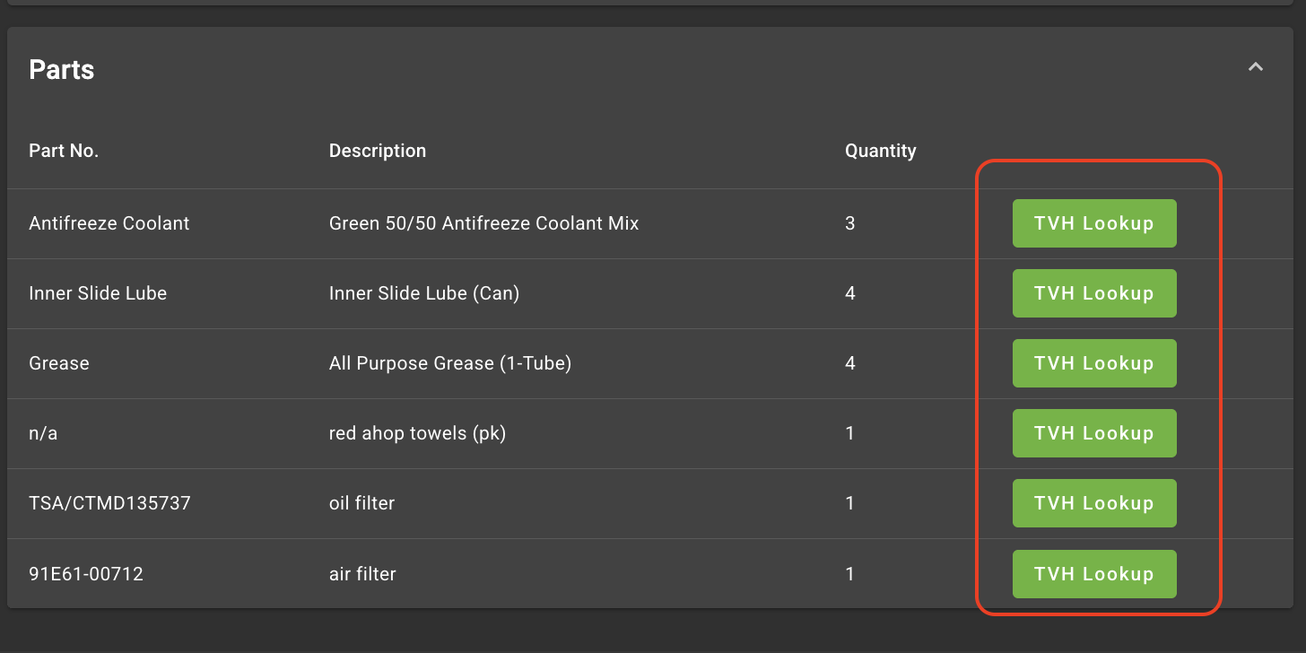 TVH Part Price Availability Lookup